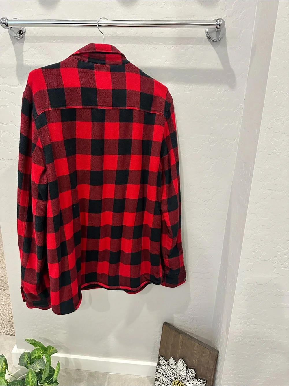True Religion Red and Black Plaid Lightweight Thermal Jacket